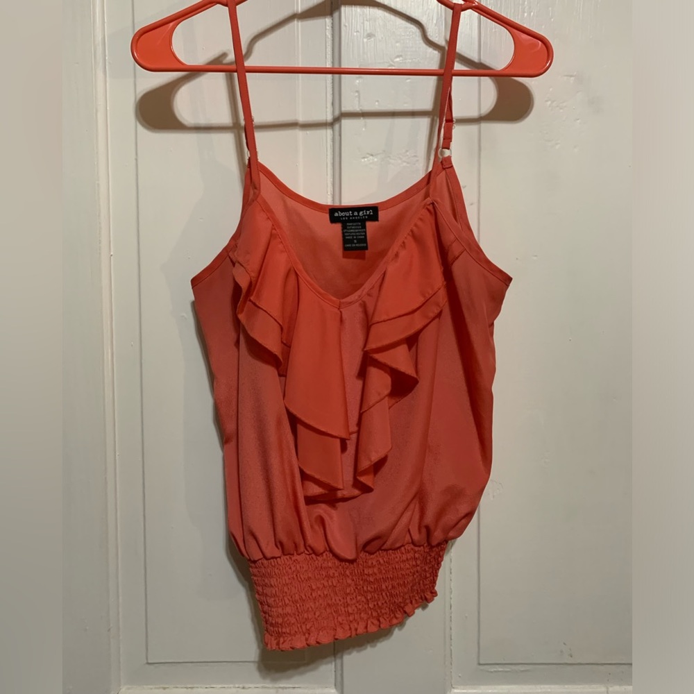 Coral Ruffle Tank - Picture 1 of 3